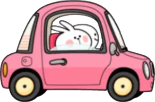 🚗 Hase, Kaninchen, Auto, Rosa, Süß, Tier whatsapp sticker