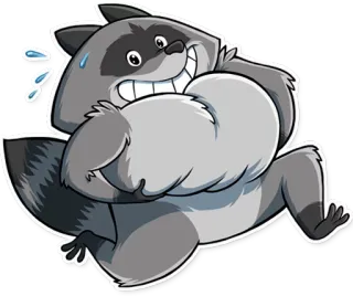 🏃 너구리, 만화, 동물, 달리기, 땀 telegram sticker