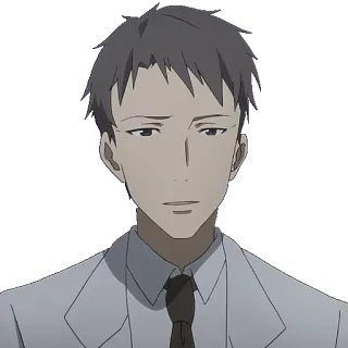 😌 anime, character, man, white coat, serious telegram sticker