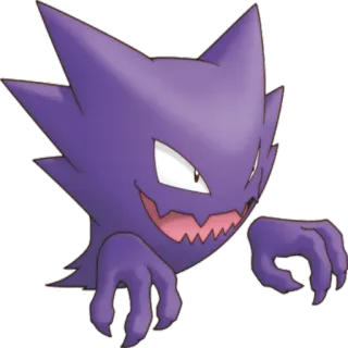 🔵 Haunter Pokemon Ectoplasma, Pokémon, Fantôme, Violet, Dessin animé, Jeu vidéo telegram sticker