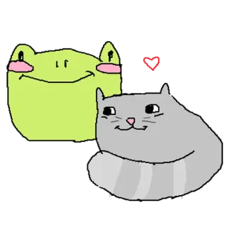 🤍 แมว, กบ, สติกเกอร์, มีม, การ์ตูน, ภาพวาด telegram sticker