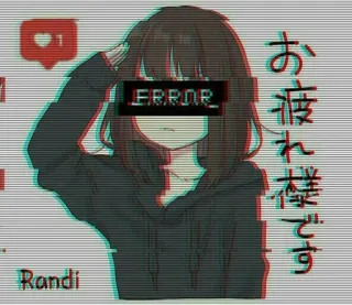 🌟 ERROR アニメ, 女の子, エラー, グリッチ, 日本 whatsapp sticker