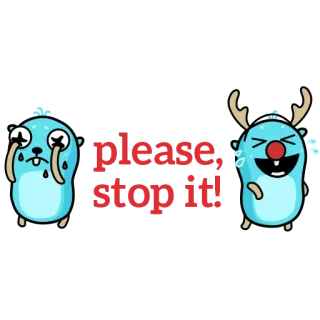 ☠️ please, stop it! golang, gopher, 泣く, 懇願, ストップ, ミーム, 漫画 telegram sticker