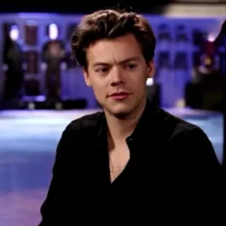 🌿 Harry Styles chanteur, célébrité, portrait, homme, chemise noire telegram sticker