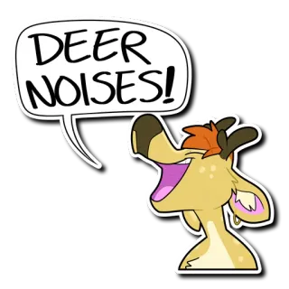 🦌 DEER NOISES! cerf, animal, dessin animé, drôle, mème, bulle de dialogue telegram sticker