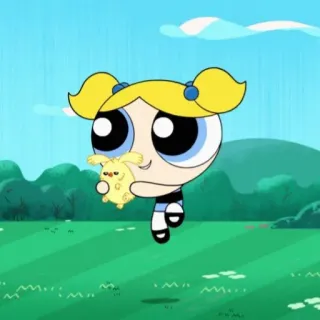❄️ Bubbles The Powerpuff Girls Пузырёк, Суперкрошки, Мультфильм, Персонаж, Милый, Желтый, Анимация telegram sticker