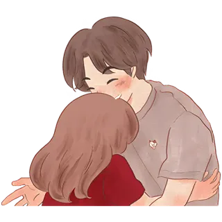 😀 couple, hug, love, romance, affection, cartoon whatsapp sticker