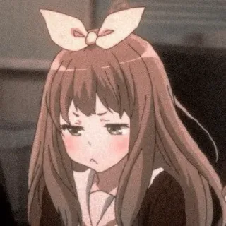 😶 Anime Mädchen, Cartoon, Schleife, Traurig, Süß, Manga telegram sticker