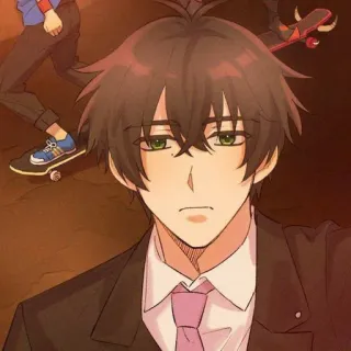 😐 Anime, Mangá, Personagem, Retrato, Terno, Skate telegram sticker