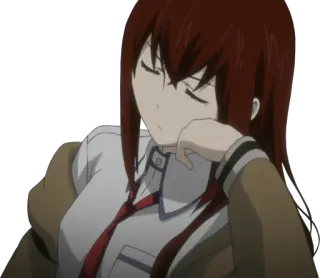 😒 Kurisu Makise Steins;Gate Anime, Mädchen, Wissenschaft, verschlafen, braune Haare telegram sticker