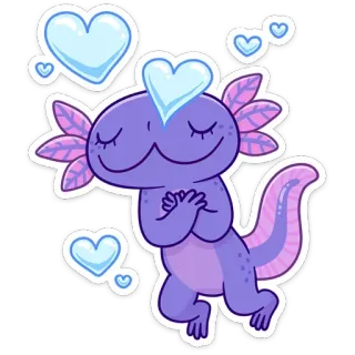 ❤️ Axolotl, süß, Herzen, lila, Aufkleber telegram sticker