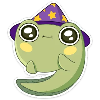 🥺 rana, mago, cartone animato, carino, animale, magia telegram sticker