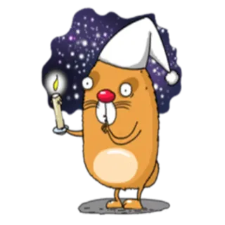 🌑 cartone animato, candela, assonnato, cuffia da notte, roditore, carino, animale whatsapp sticker