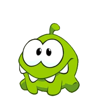 😳 Om Nom Cut the Rope Om Nom, Cut the Rope, zielony potwór, kreskówka, gra wideo telegram sticker