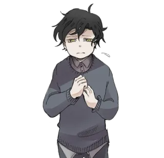 😖 Anime, Traurig, Charakter, Nachdenklich, Kunst telegram sticker