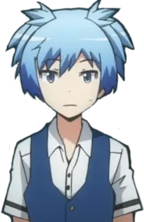 😑 Nagisa Shiota Assassination Classroom Anime, Manga, Personaggio, Nagisa, Assassination Classroom, capelli blu telegram sticker