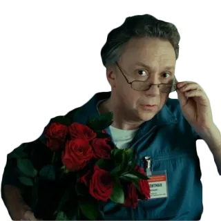 🥀 man, flowers, roses, glasses, portrait telegram sticker