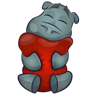 🤗 ippopotamo, carino, cartone animato, animale, cuore rosso, amore, amichevole, abbraccio telegram sticker