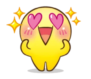 😍 Emoji, Miłość, Oczy w serca, Żółty, Słodki whatsapp sticker