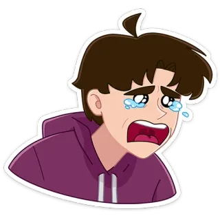 😭 ร้องไห้, เศร้า, เสียใจ, อารมณ์, การ์ตูน, ผู้ชาย telegram sticker