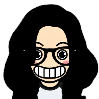 😁 dessin animé, personnage, lunettes, sourire, portrait, illustration telegram sticker