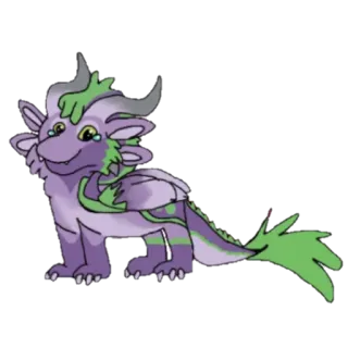 😥 龙, 可爱, 紫色, 绿色, 幻想, 动物 whatsapp sticker