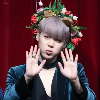 👋 Jimin Jimin, BTS, Ídolo, K-pop, Corona de flores, Lindo, Coreano, Cantante telegram sticker
