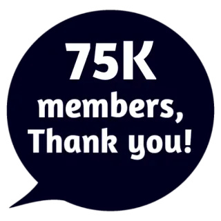 ❤ 75K members, Thank you! 75K Mitglieder, Danke, Feier, Meilenstein, Community whatsapp sticker