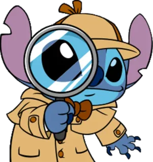 😛 Stitch สติทช์, นักสืบ, แว่นขยาย, การ์ตูน, ดิสนีย์ telegram sticker