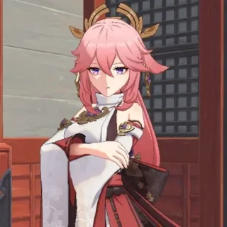 🌸 Yae Miko Genshin Impact アニメ, ゲーム, キャラクター, 八重神子, 原神 whatsapp sticker