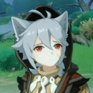 😕 Razor Genshin Impact Razor, Genshin Impact, Loup, Anime, Personnage de jeu vidéo, Cheveux gris, Yeux rouges whatsapp sticker