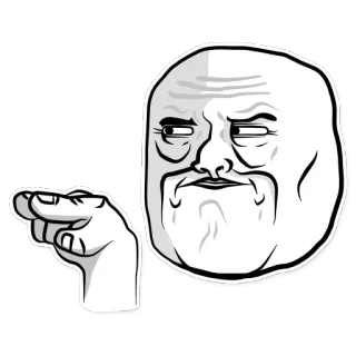 😑 meme, troll face, internet meme, pointing, funny, face telegram sticker