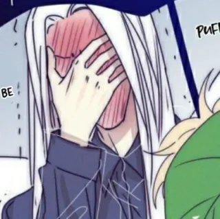 ☁️ BE anime, avergonzado, dibujos animados, sonrojado, personaje, facepalm whatsapp sticker