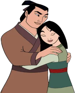 😍 Mulan kartun, romantis, disney, pelukan, cinta, film telegram sticker