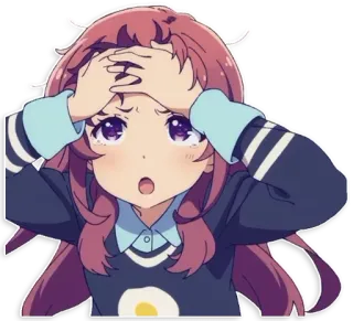 😦 anime, chica, impactada, linda, dibujos animados, emocional telegram sticker