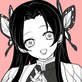 🌸 Anime, Ilustrasi, Karakter, Kupu-kupu, Hiasan rambut, Senyum whatsapp sticker