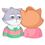 😑 cat, couple, love, kiss, cartoon, animals telegram sticker