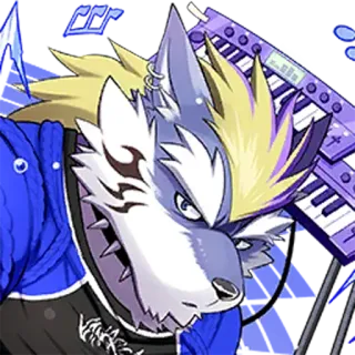 😙 furry, serigala, musik, keyboard, hewan, anthro, karakter, stiker telegram sticker