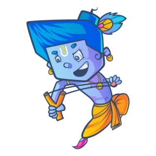 😠 Krishna 印度教, 印度, 神, 神, 卡通 telegram sticker