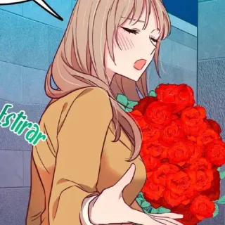 🕯 Estirar 여자, 꽃, 장미, 꽃다발, 만화 whatsapp sticker