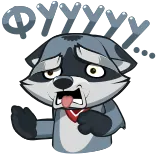 🤢 raton laveur, malade, souffrant, épuisé, fatigué, dessin animé, animal telegram sticker