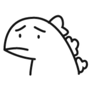 🦖 dinosaure, dessin animé, triste, simple, minimaliste telegram sticker