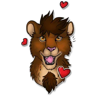 ❤️ lion, animal, mignon, coeur, poilu, amour, dessin animé whatsapp sticker