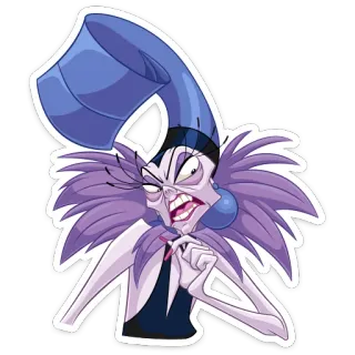 🤨 Yzma The Emperor's New Groove Yzma, villain, purple, Disney, The Emperor's New Groove, cartoon whatsapp sticker