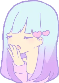😪 Anime, Kartun, Gadis, Lucu, Hati, Pastel, Cium whatsapp sticker