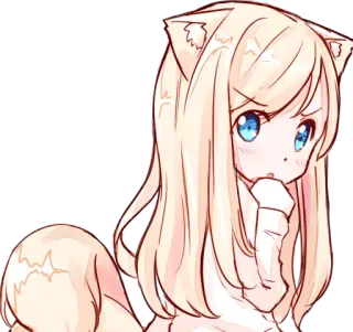 😟 Anime, Neko-fille, Mignon, Kawaii, Manga, Illustration whatsapp sticker