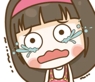 😢 pleurer, triste, dessin animé, fille, émotionnel, larmes telegram sticker