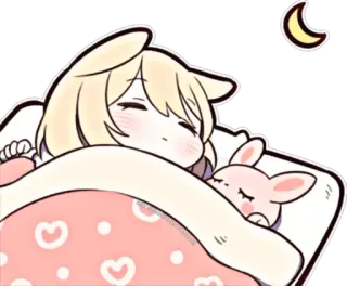 😴 schlafend, süß, Hase, Mond, Nacht, Schlafenszeit, kawaii telegram sticker