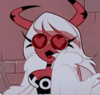 🧸 diabeł, kreskówka, kobieta, okulary w kształcie serc, rogi, anime telegram sticker