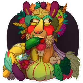 🍆 vegetables, fruits, monster, art, sticker, fantasy telegram sticker